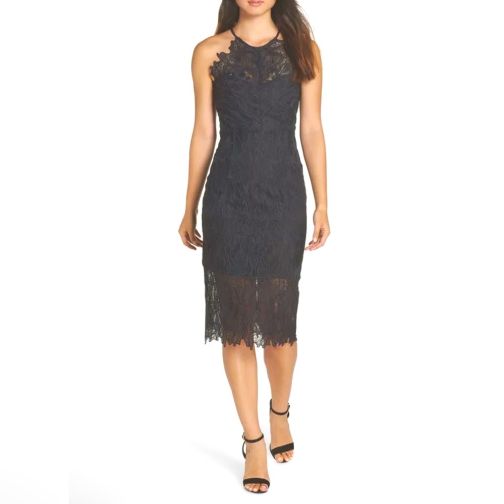 Bardot NEW Black Lace Embroidered Halter Dress Size 8 NWT